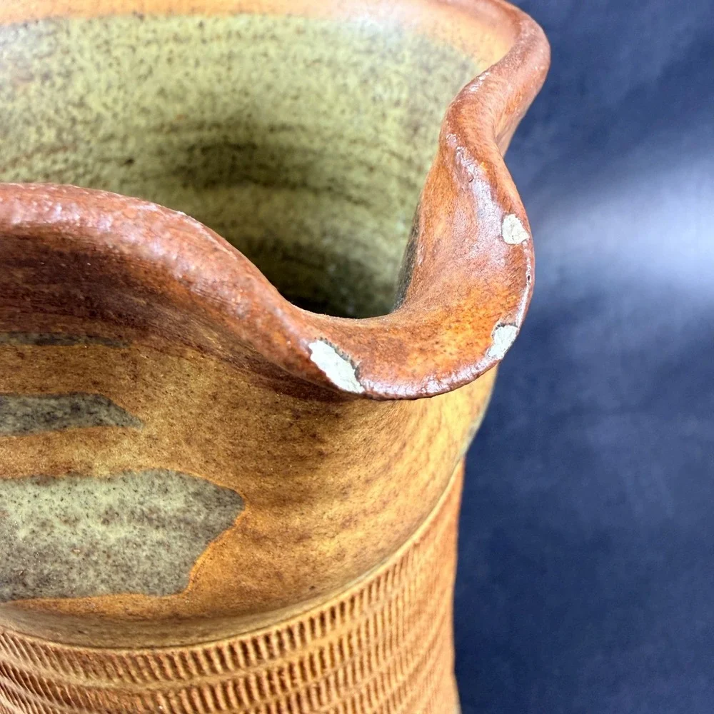 Kenneth Starbird Studio Pottery Stoneware Pitcher Signed Hand Thrown Jug